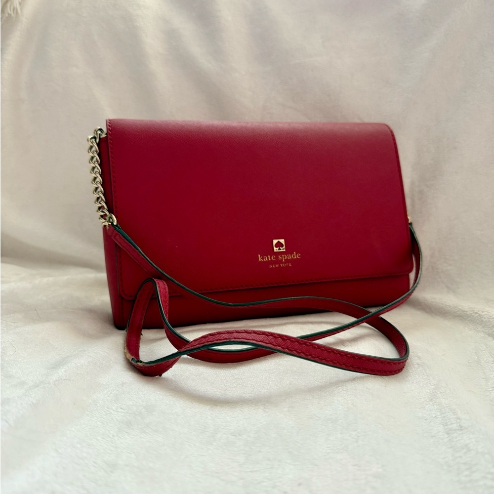 Kate Spade Cherry Red Crossbody Bag with Gold Hardware